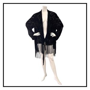 Neiman Marcus Velvet Burnout Wrap With Fringe